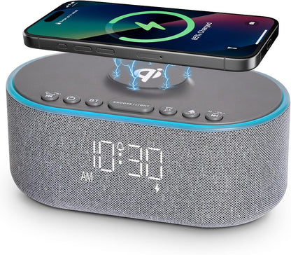 Odokee Qi Certified Wireless Charging Alarm Clock Radio for Bedroom