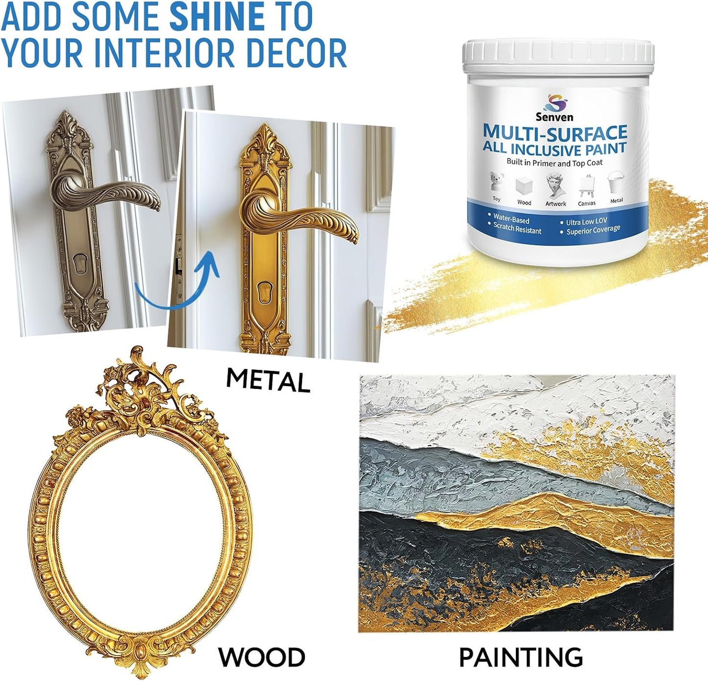 White Touch Up Paint High-Gloss Multi Surface Acrylic White Touch Up Paint Pen Scratch Repair for Metal,Walls,Cabinets,Appliances,Wood,Door,Furniture,Enamel 1.5 Fl Oz