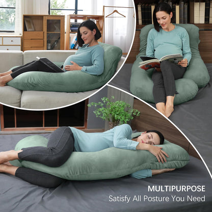 MOON PARK Pregnancy Pillows for Sleeping - 57 Inch U Shaped Full Body Maternity Pillow with Removable Cover - Support for Back, Legs, Belly, Hips - Pregnancy Pillow for Women - Grey