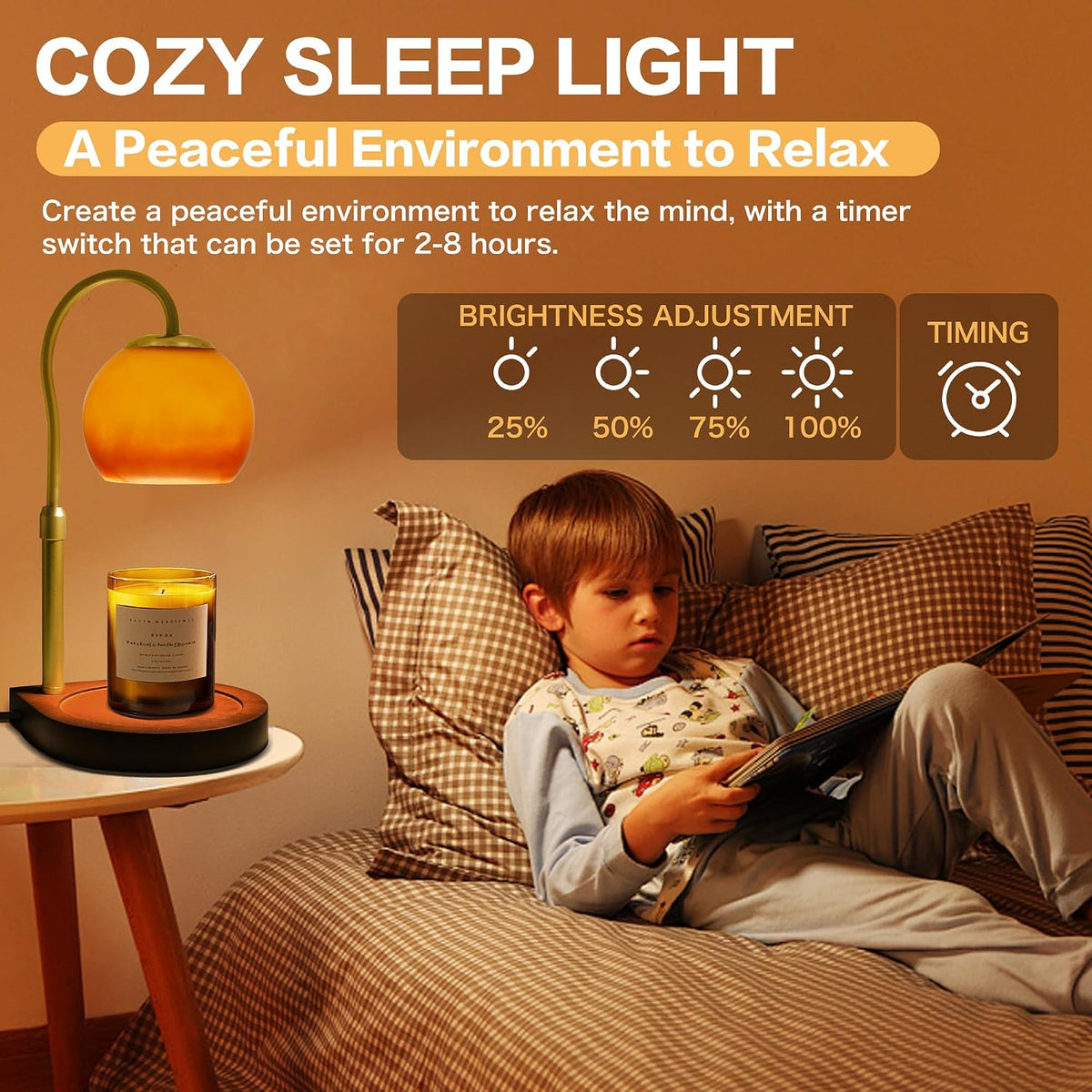 Candle Warmer Lamp with Timer 2H/4H/8H, Adjustable Height, Ocean
