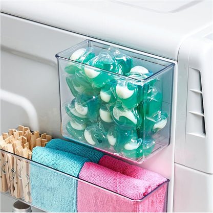 iDesign Magnetic Small Clear Plastic Organizer Bins | Laundry Room Storage