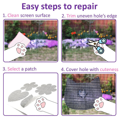 Cute Window Screen Repair Kit (10 Sheets) Mesh Screen Patch Tape for Windows