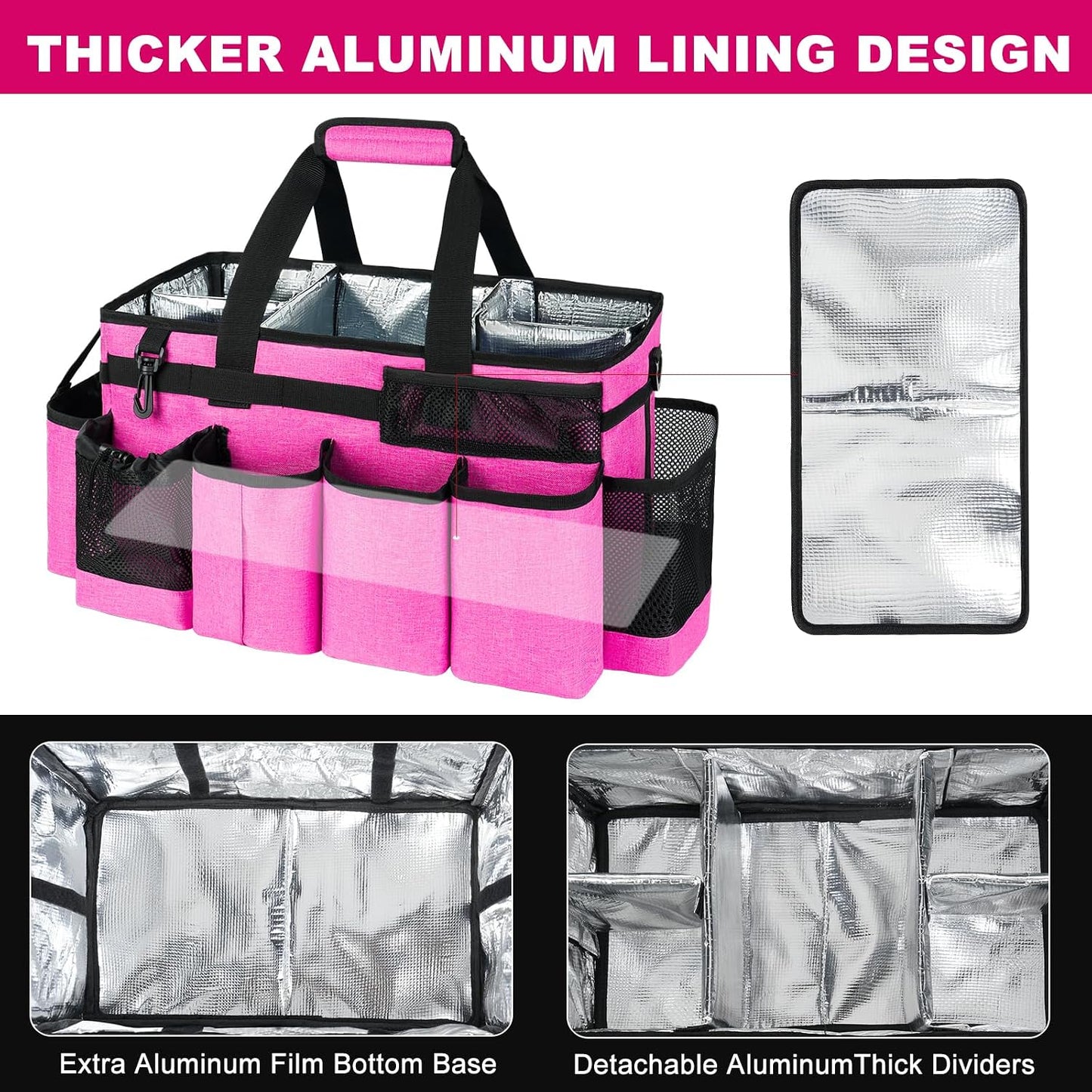 Cleaning Caddy Bag, Extra Large Cleaning Supply Bag for Housekeepers,Black | Sturdy Cleaning Caddy Organizer for Cleaning Supplies with Handle and Adjustable Shouder Strap, Easy to Clean Design