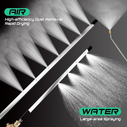 47/24/15" Radiator Cleaning Wand 3P, Water/Air, for Cars/Trucks/Heavy Equip | Water/air, 4500PSI 180° swivel, 0.2in ultra-slim, 25° fan, laser-welded 304SS, no-tear, quick-connect, industrial, saves.