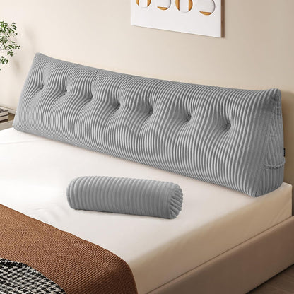 Z-hom Headboard Pillow, Wedge Backrest Cushion, Queen Size,NO Roll Pillow | Grey Triangular Backrest Cushion Equipped,NO Roll Pillow,Ideal for Reading,Sitting Up in Bed&Filling Headboard Gaps