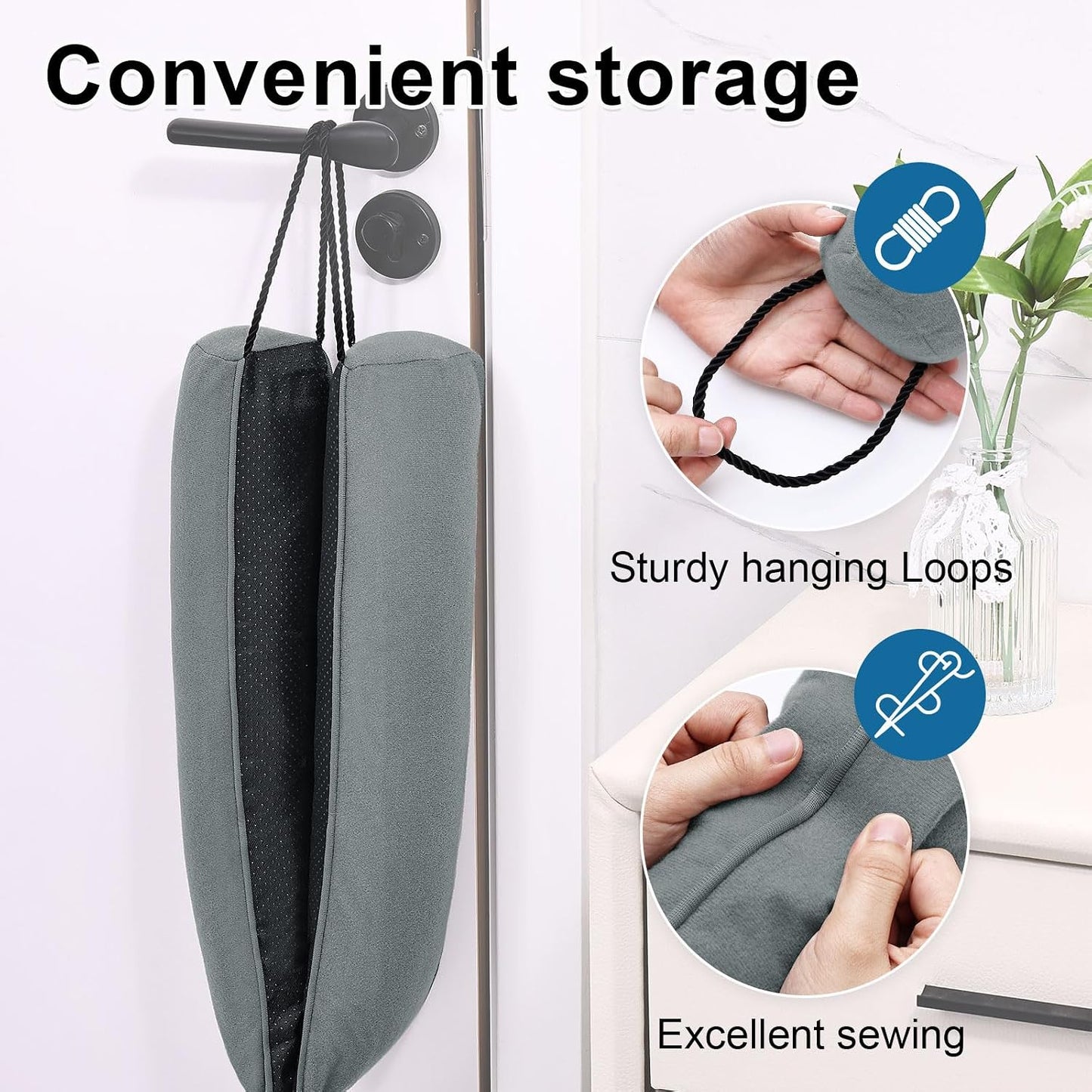 36 Inch Door Draft Stopper, Blocks Hot Cold Air with Washable Cover | Blocks Hot & Cold Air, Removable Washable Cover, Fits Door Gaps Up to 3 Inch, Noise & Wind Seal, Draft Blocker (1 Pack)