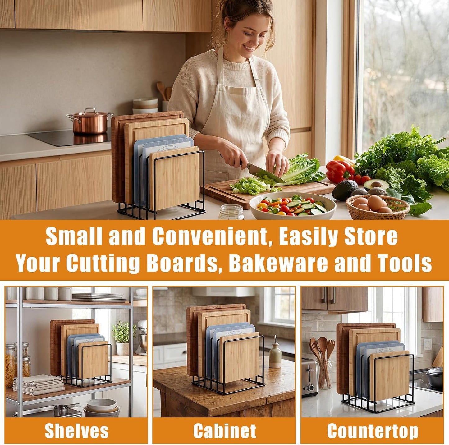 6 Pack Baking Sheet Organizer Rack Kitchen Cabinet Organizer 5 Slot Heavy-duty Metal Cookie Sheet for Cutting Board Storage Plate Bakeware Holder Tray Rack for Cabinets Countertop