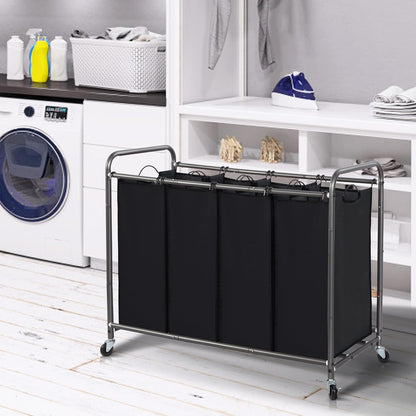 STORAGE MANIAC 3 Section Laundry Sorter, 35.6 Gal (135 L) Laundry Hamper Cart with Heavy Duty Rolling Lockable Wheels and Removable Bags, Clothes Organizer Basket Separator Hamper, Gray