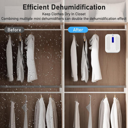 Pack of 2 Rechargeable Small Dehumidifier for Bathroom, Detachable Hanging Dehumidifier for Bedroom, Gun Safe, Closet, Portable Moisture Absorbers with Dual-Sided Suction