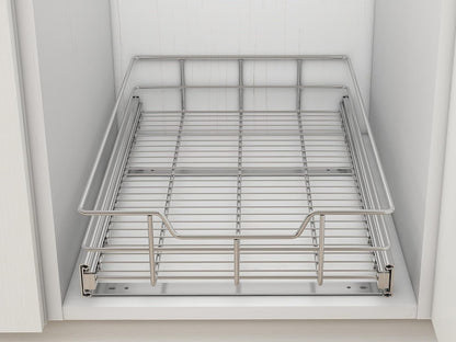 Pull Out Cabinet Organizer 15" W X 22" D, Chromed, Full Slide Out Drawers | For Kitchen Organizers and Storage, Pull Out Drawers For Cabinets Capacity Heavy Duty Caddy, Cabinet Shelves, Bathroom Pantry