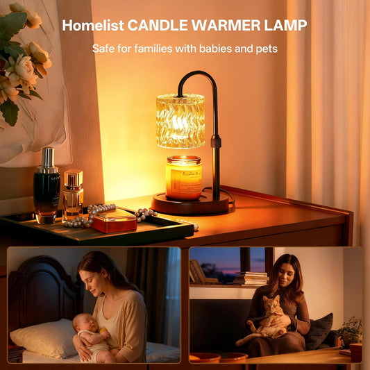 Homelist Candle Warmer Lamp Adjustable Height, with Timer & Dimmer, Black