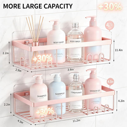 Moforoco Shower Caddy Shelf Organizer Rack, Self Adhesive Black Bathroom Shelves Basket, Home Farmhouse Wall Inside Organization and Storage Decor Rv Accessories, First Camper Apartment Essentials