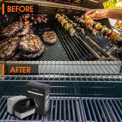 Grill Cleaner, Griddle Cleaning Brick Block Heavy Duty Grill Stone Cleaning Bricks, Pumice Flat Top Cleaning Stone Removing Stains Greases Residue - 3 Pack with 1 Handle