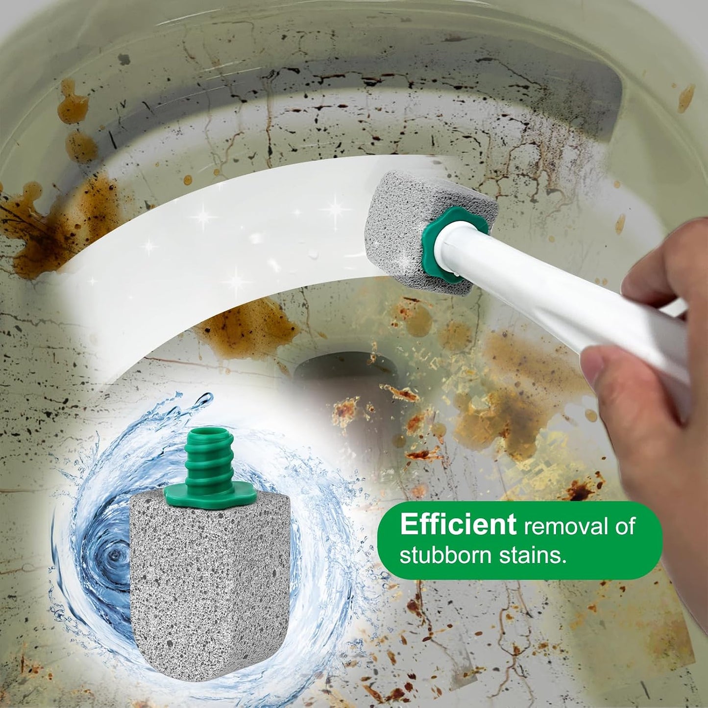 Pumice Stone Toilet Bowl Cleaner for Hard Water Ring & Stains | Removes hard water rings, calcium buildup & rust stains from toilet bowls without scratching porcelain.