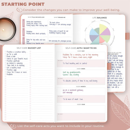Clever Fox Self-Care Journal for Women, Daily Planner 5.8x8.3 Aquamarine | 3-month mental health journal, habit tracker, wellness journaling supplies for women & teen girls, gratitude & mood log