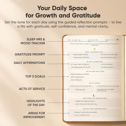 Gratitude & Self-Care Journal - Guided Mindfulness & Mental Health Journal All-in-One with Prompts for Self Discovery - Daily Journal for Men & Women (A5, Black) - PRODUCTIVITY STORE