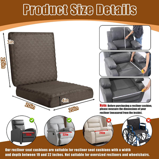 BALAPET Recliner Cushions for Long Sitting, Egg Crate Foam Recliner Cushion for Elderly Reduces Muscle Fatigue and Provides Air Flow, Extra Large Non-Slip Seat Cushion with Back Support(20*20*4in)