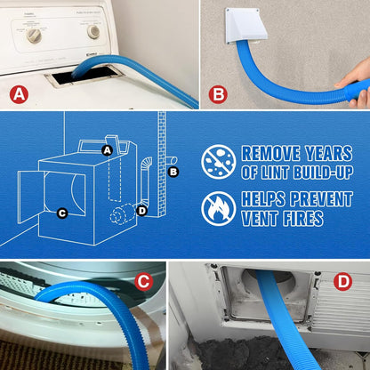 Sealegend Dryer Vent Cleaner Kit, Universal Vacuum Hose Attachment Blue | Upgraded Flexible Hose Without Whistling Noise, Fits Most Vacuums, Lint Removal Power for Dryer Vents & Tight Areas