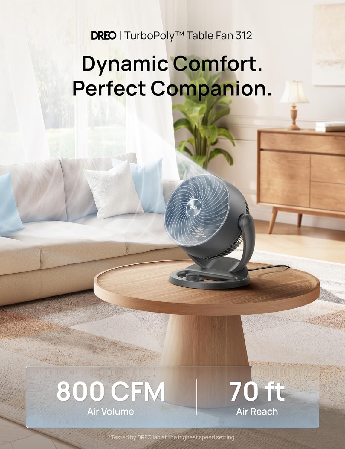 DREO Fan for Bedroom, 12 Inches, 70ft Powerful Airflow, 25db Quiet Table Air Circulator Fans for Whole Room, 120° Adjustable Tilt, 3 Speeds, Desktop Fan for Home, Office, Kitchen