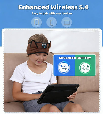 KIDSBAND Kids Bluetooth Headphones, Sleep Headband [Wireless & Wired Playback 2in1] Foldable Headphones for School/Travel/Tablet/Sleep
