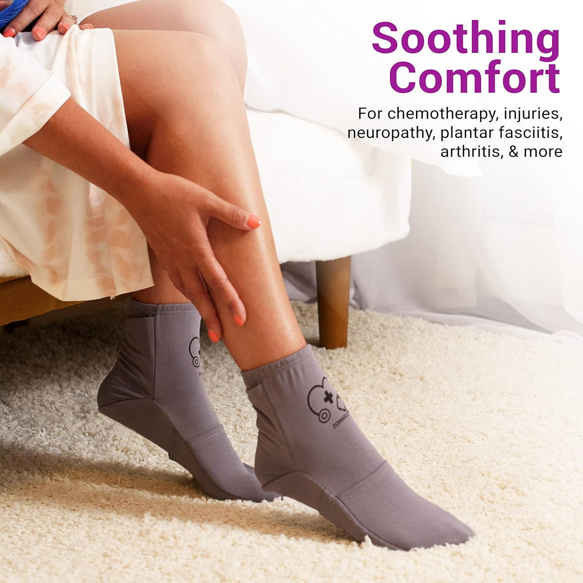 Zomaple Cold Therapy Socks, 2 Gel Packs for Neuropathy & Hot Feet Comfort