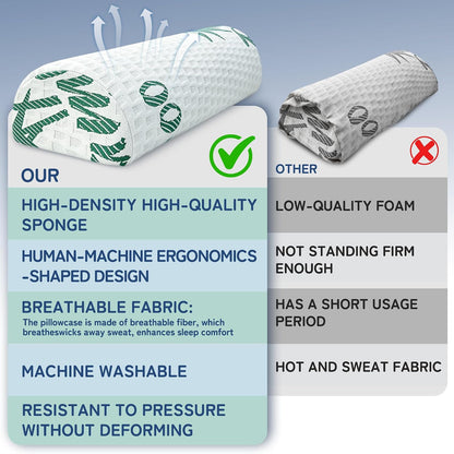 Asatdd Semi Roll Under Knee Pillow, Half Moon Bolster for Lower Back Support, Leg, Knee,Back Sleeping, 7.8”x 20.4”x 4.8”