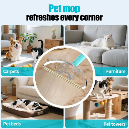 Deep Cleaner Pro Pet Hair Remover-Special Cat Hair Remover Multi Fabric Edge and Carpet Rake Scraper by LINTPLUS-Dog Hair Remover for Rugs,Couch & Pet Towers-Easy to Every Hair!