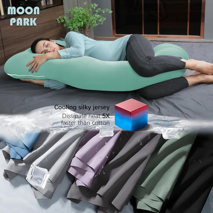 MOON PARK Pregnancy Pillows for Sleeping - 57 Inch U Shaped Full Body Maternity Pillow with Removable Cover - Support for Back, Legs, Belly, Hips - Pregnancy Pillow for Women - Grey