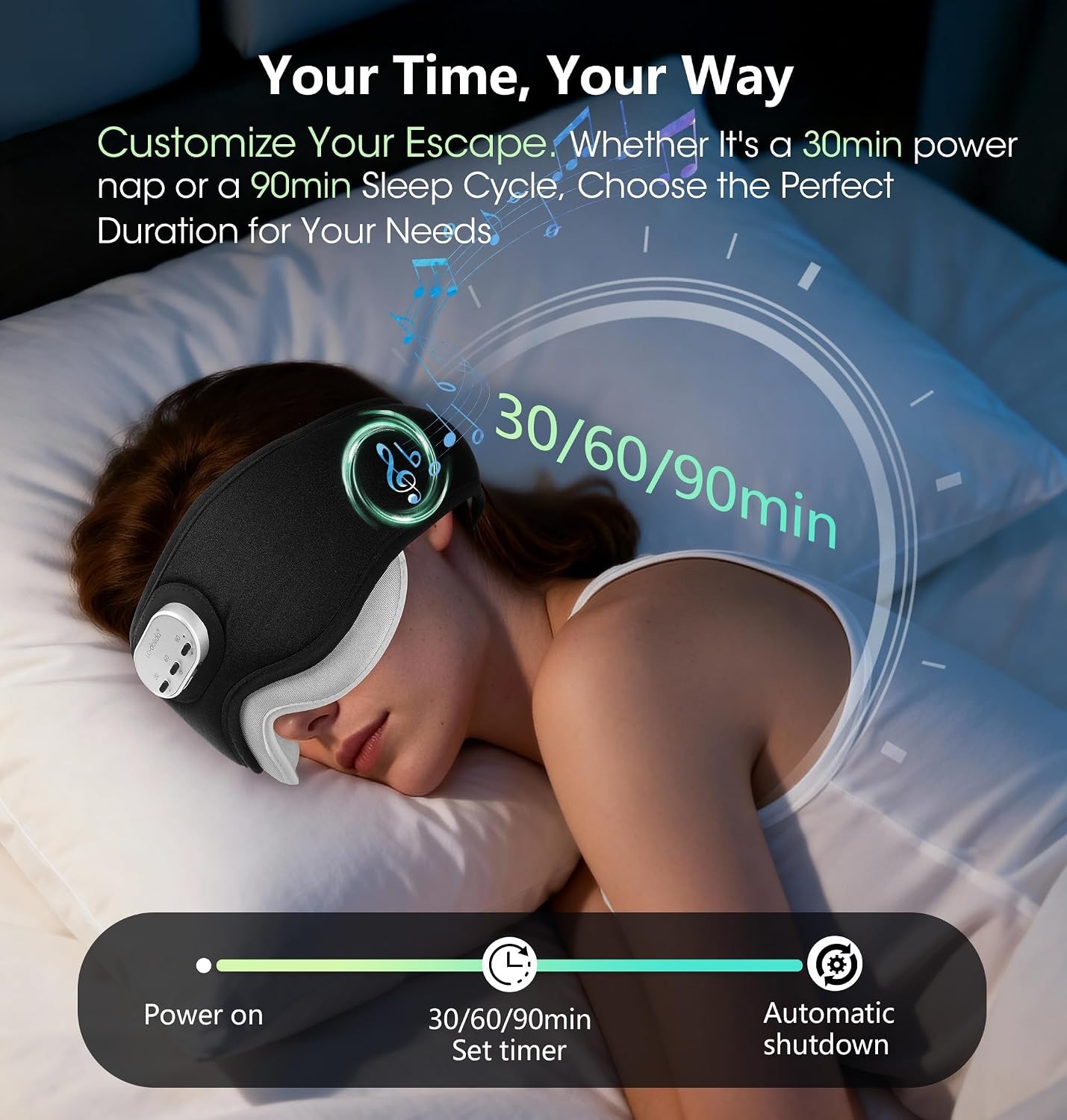 LC-dolida Voice Control Bluetooth Sleep Mask, Bamboo Cotton Bluetooth Sleep Headphones with 3D Zero-Pressure Cups and Timer Setting, Total Blackout Sleep Eye Mask for Side Sleepers (Purple)