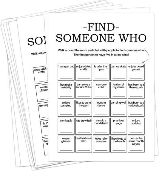 Find Someone Who Bingo Cards, 25 Unique Sheets, Team Building Games for Work, Icebreaker Fun, Engaging Office Games, Team Building Activity for Employees and Groups
