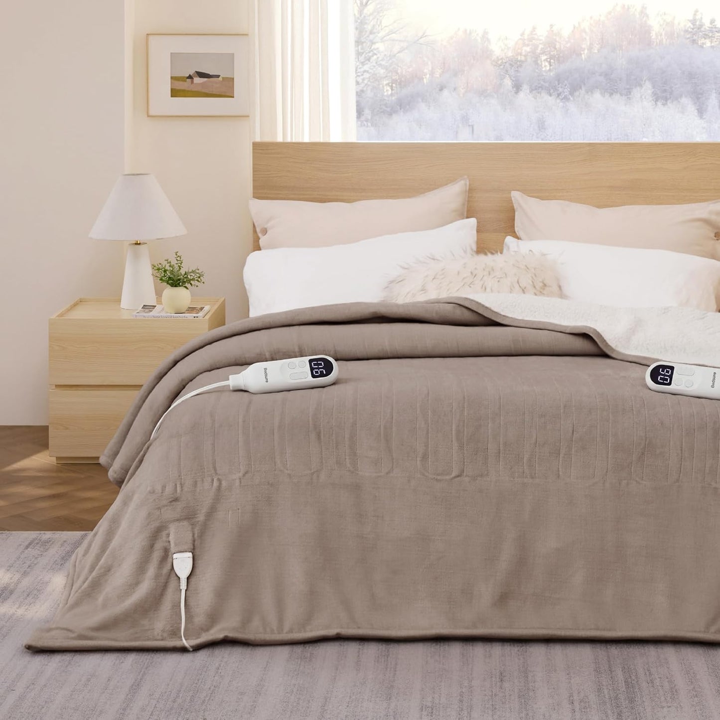 Bedsure Heated Blanket Throw Blanket with Preheat Function - Fast Heating Electric Blanket, Soft Flannel Throw with 6 Time Settings(Up to 10H), 6 Heating Settings, Gifts for Grandma (50"x60", Grey)