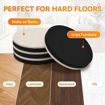 Furniture Sliders for Hardwood Floors, Save 80% Effort Safely and Easily, The Glide Tool Set for Heavy Furniture and Appliances, Reusable Floor Protectors and Moving Pads (16 Pack 3.5" Slider)