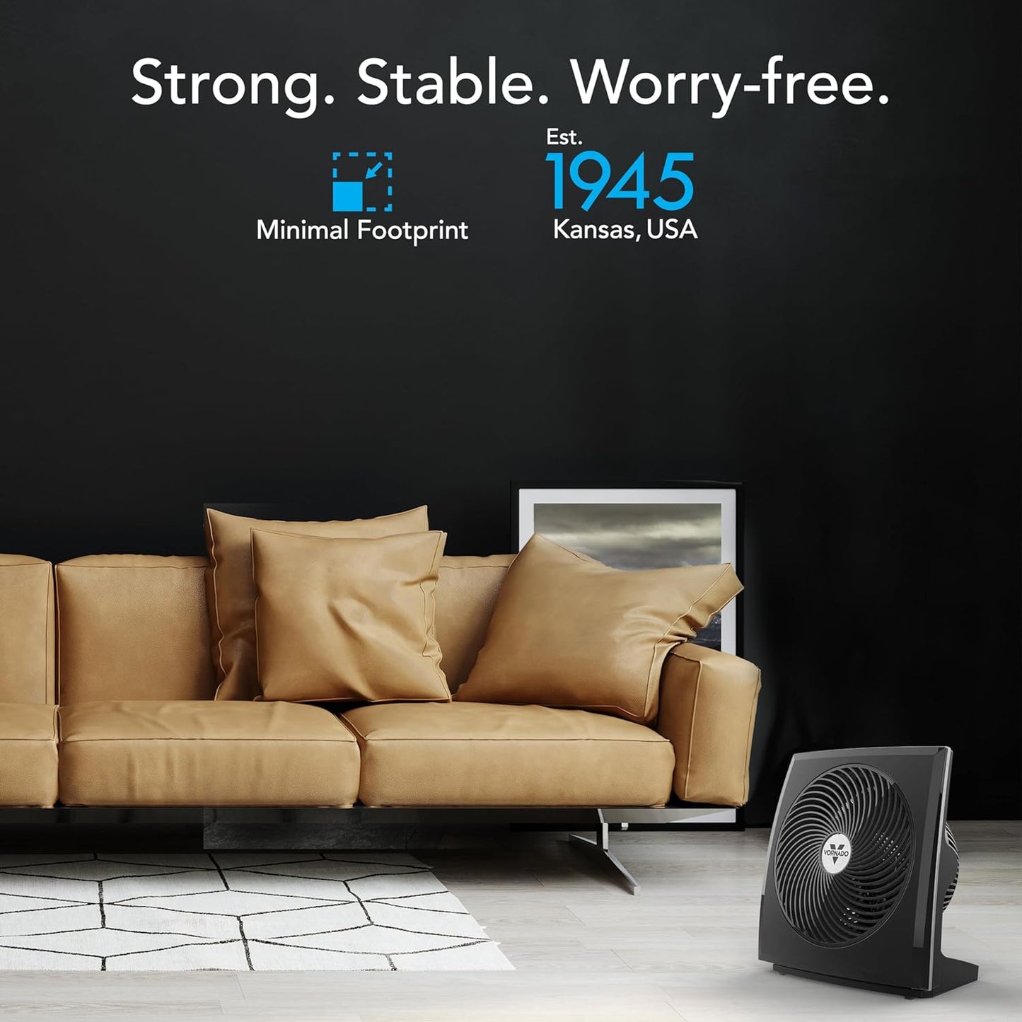 Vornado 573T Small Room Air Circulator Fan with Pivoting Head, Easy Clean Removable Grille, 3 Speed Settings, Black