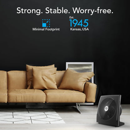 Vornado 573T Small Room Air Circulator Fan with Pivoting Head, Easy Clean Removable Grille, 3 Speed Settings, Black