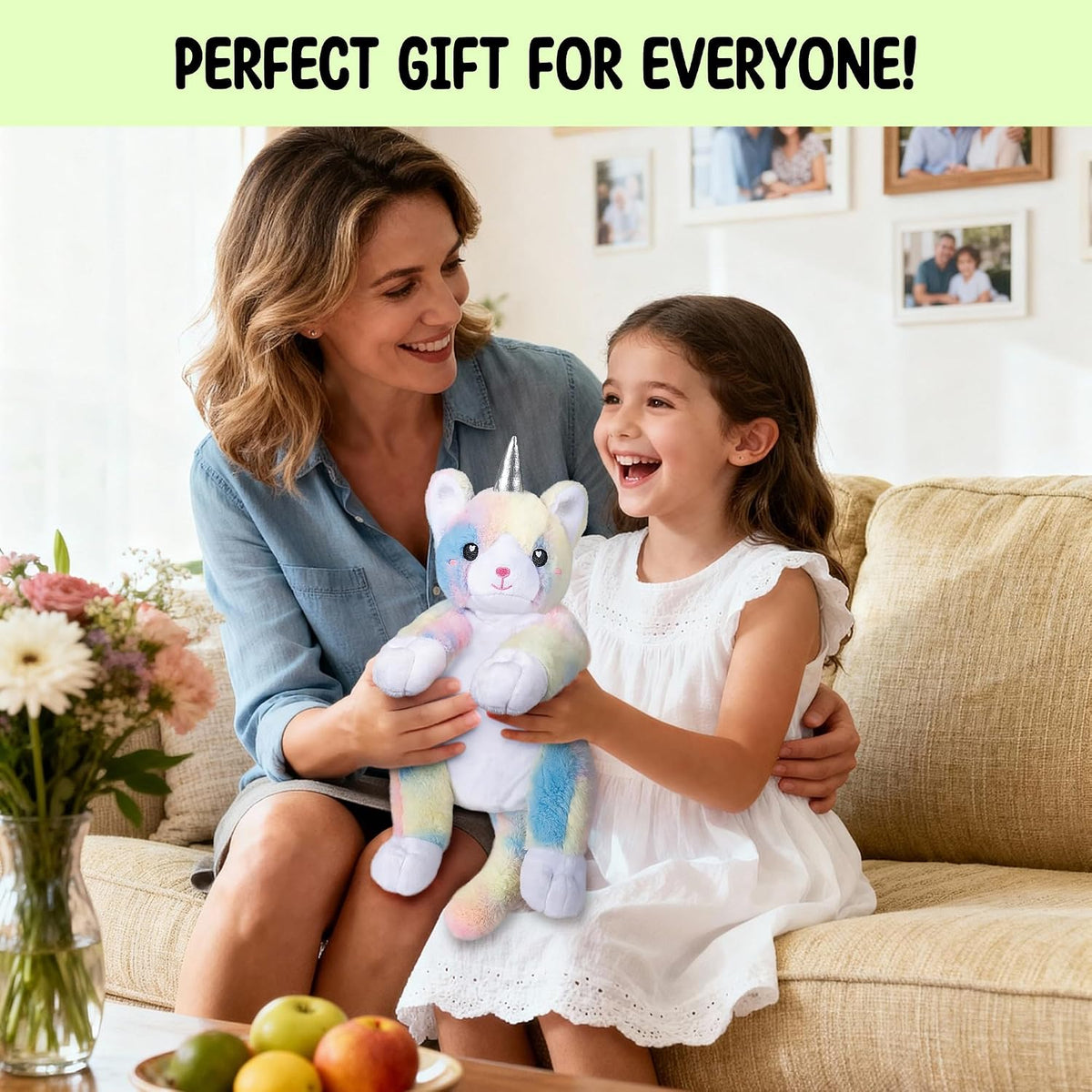 Bunny Microwavable & Weighted Stuffed Animals - 1.5 Lbs Unscented Heating Pad for Period Cramps Pain Relief and Anxiety, Cute Bunny Plush Toys Gifts for Women Girls Adults and Kids by Happy Fuel