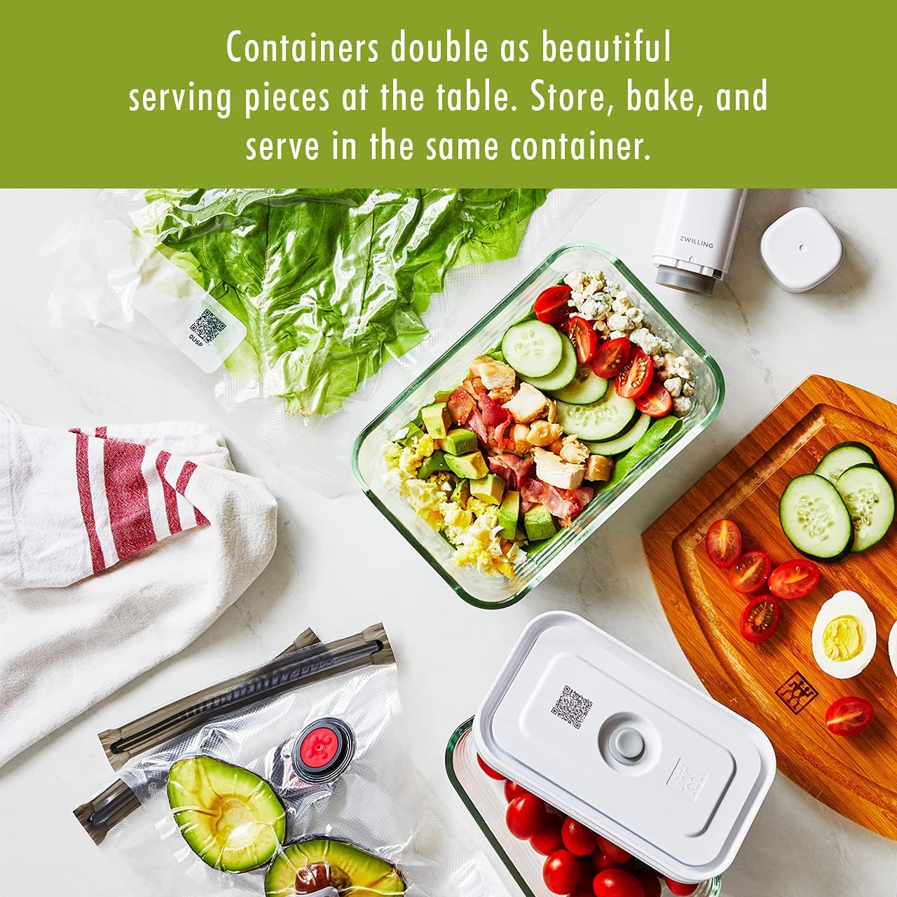 For food to stay fresh up to 5X longer, pump required (not included).