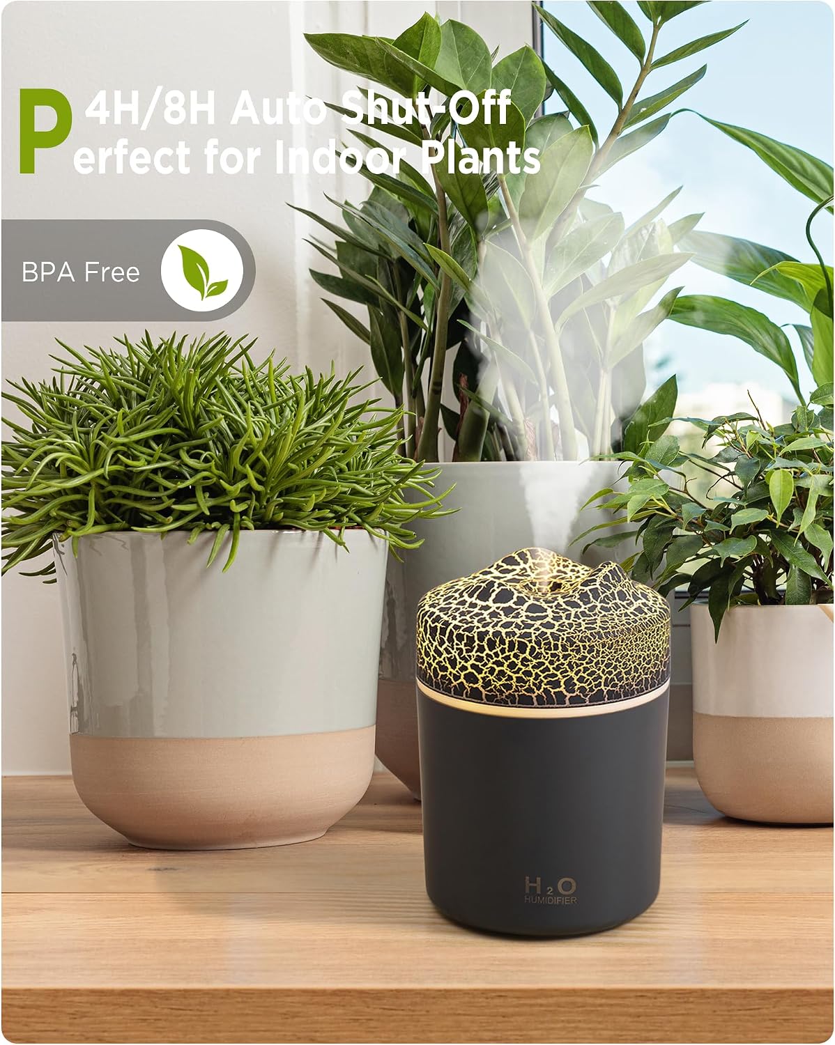 Portable Mini Humidifier, Colorful Volcanic Texture, 300mL Cool Mist Humidifier, USB Powered, Auto Shut-Off. Perfect for Bedroom, Office & Car.