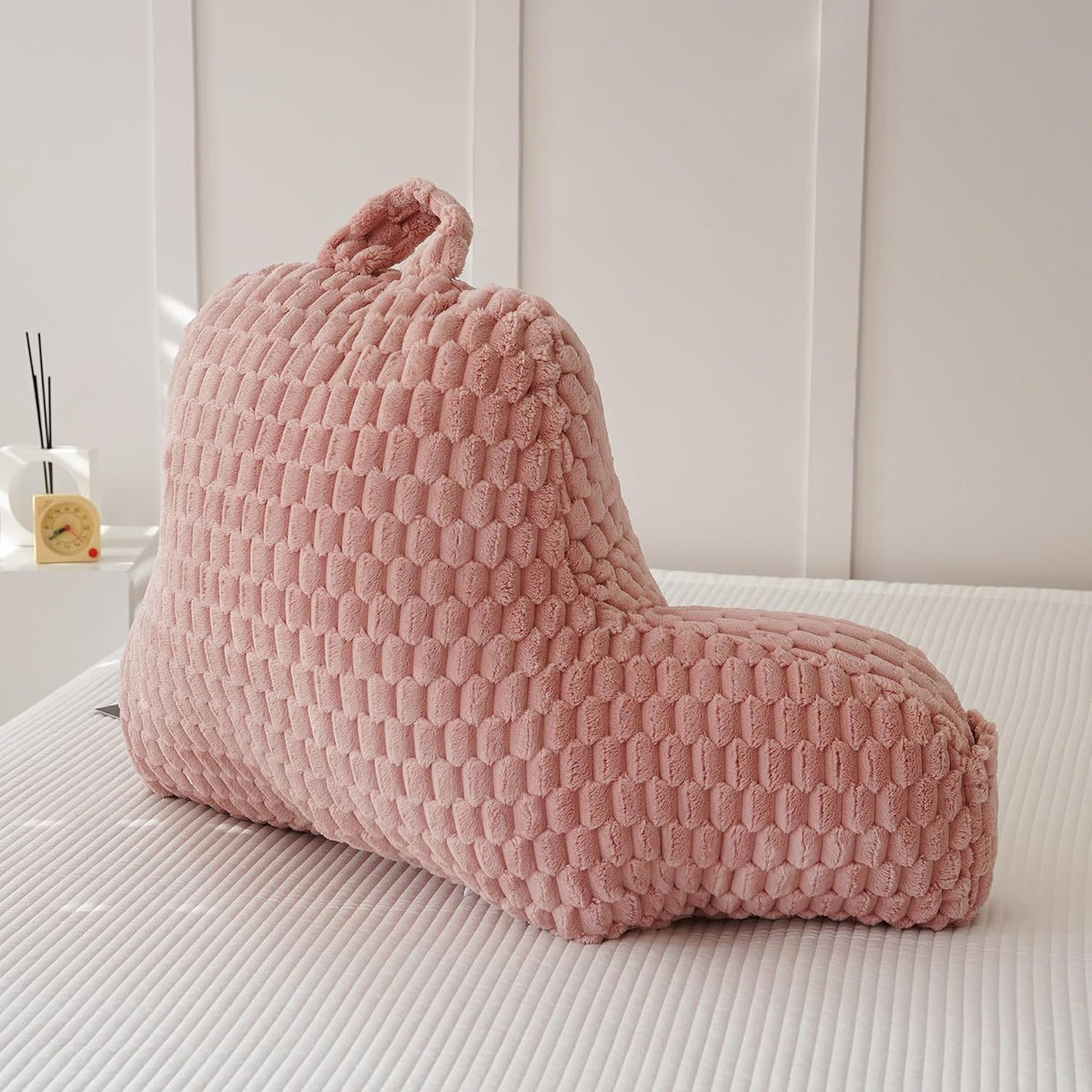 Large Reading Pillow for Adults, Back Support Pillow for Sitting Up in Bed with Arms, Couch for Lounging Bedrest, Pink