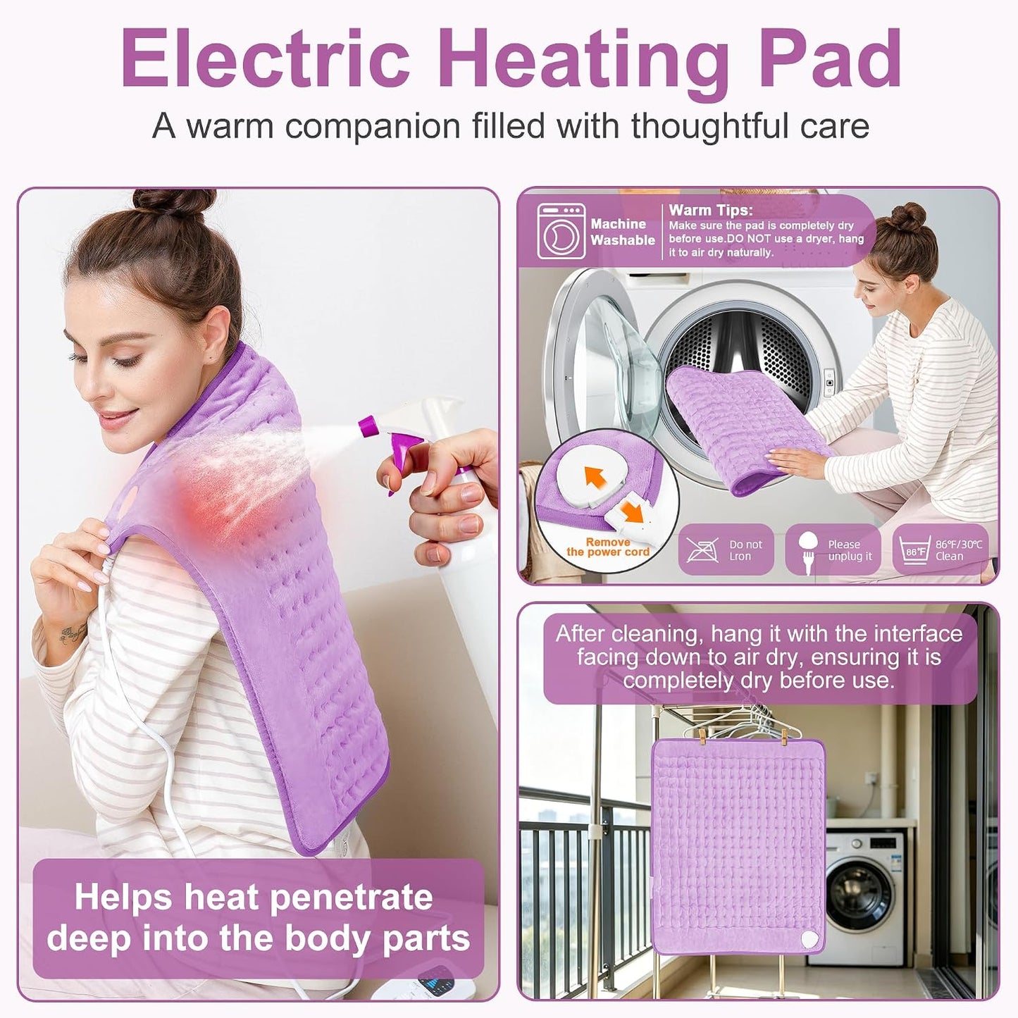 Heating Pad,Heated Blanket,Heating Pad for Back Neck,Grey,24x12 Inch | Electric Heating Pad,Dry/Moist Heat Heating Pads,Heating Pads for Shoulder,Abdomen,Heat Pad for Women Men,Birthday Gift