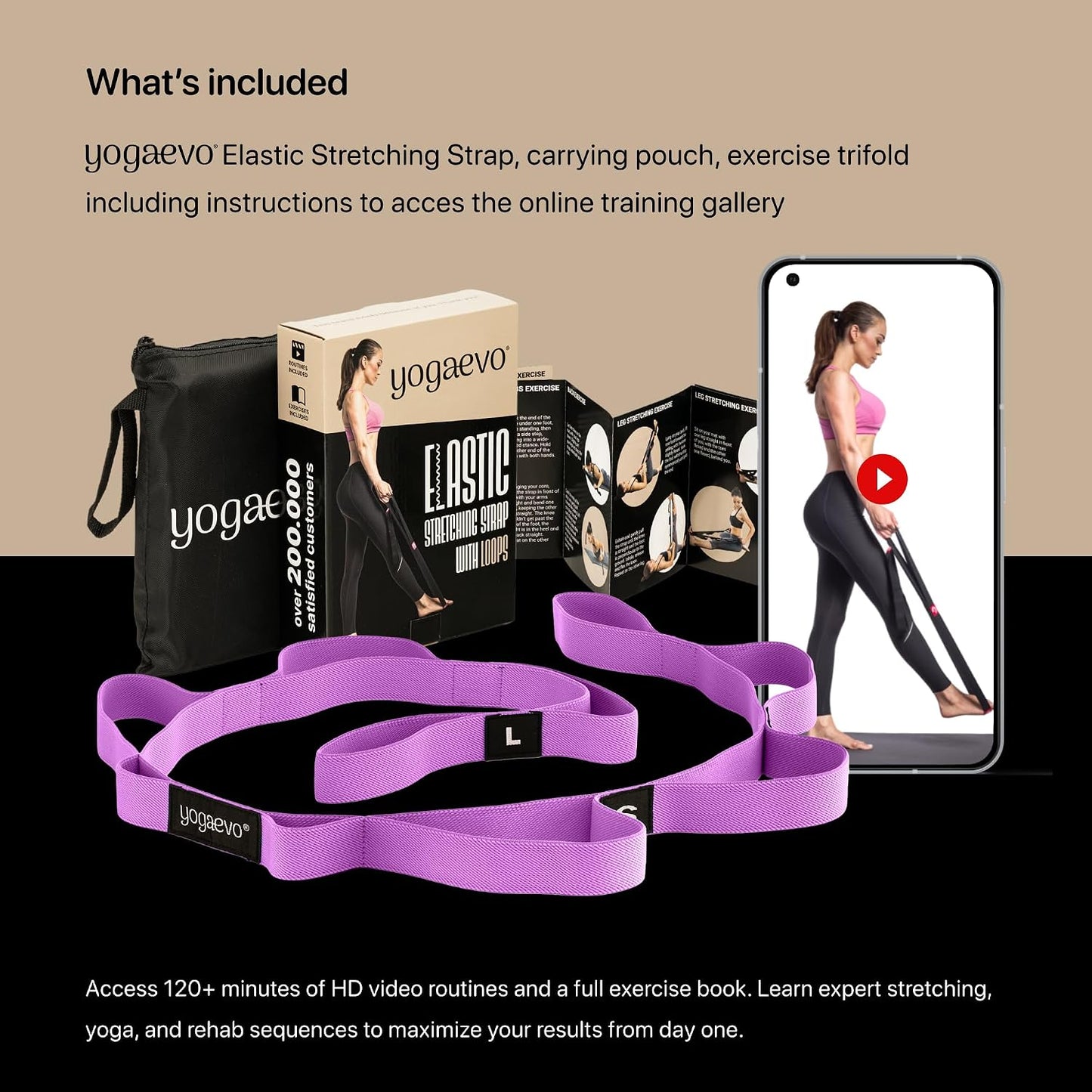 YogaEVO Elastic Stretching Strap with Loops for Physical Therapy