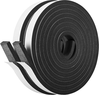 Kikerike Self Adhesive Foam Tape Weatherstrip 1/2In x 1/4In x 42Ft High Density Foam Insulation Strips Seal Weather Stripping with Strong Adhesive for Door and Window Sound Isolation Soundproofing
