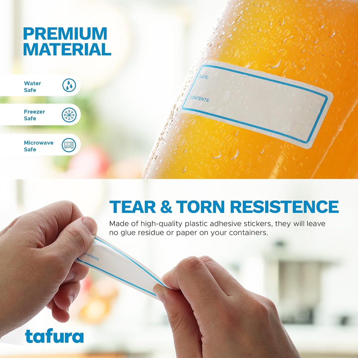 Tafura Food Labels (200 pcs) Freezer Labels for Food Containers | Removable Food Labels Stickers, Easy Write On, No Residue, 1x3 Inch