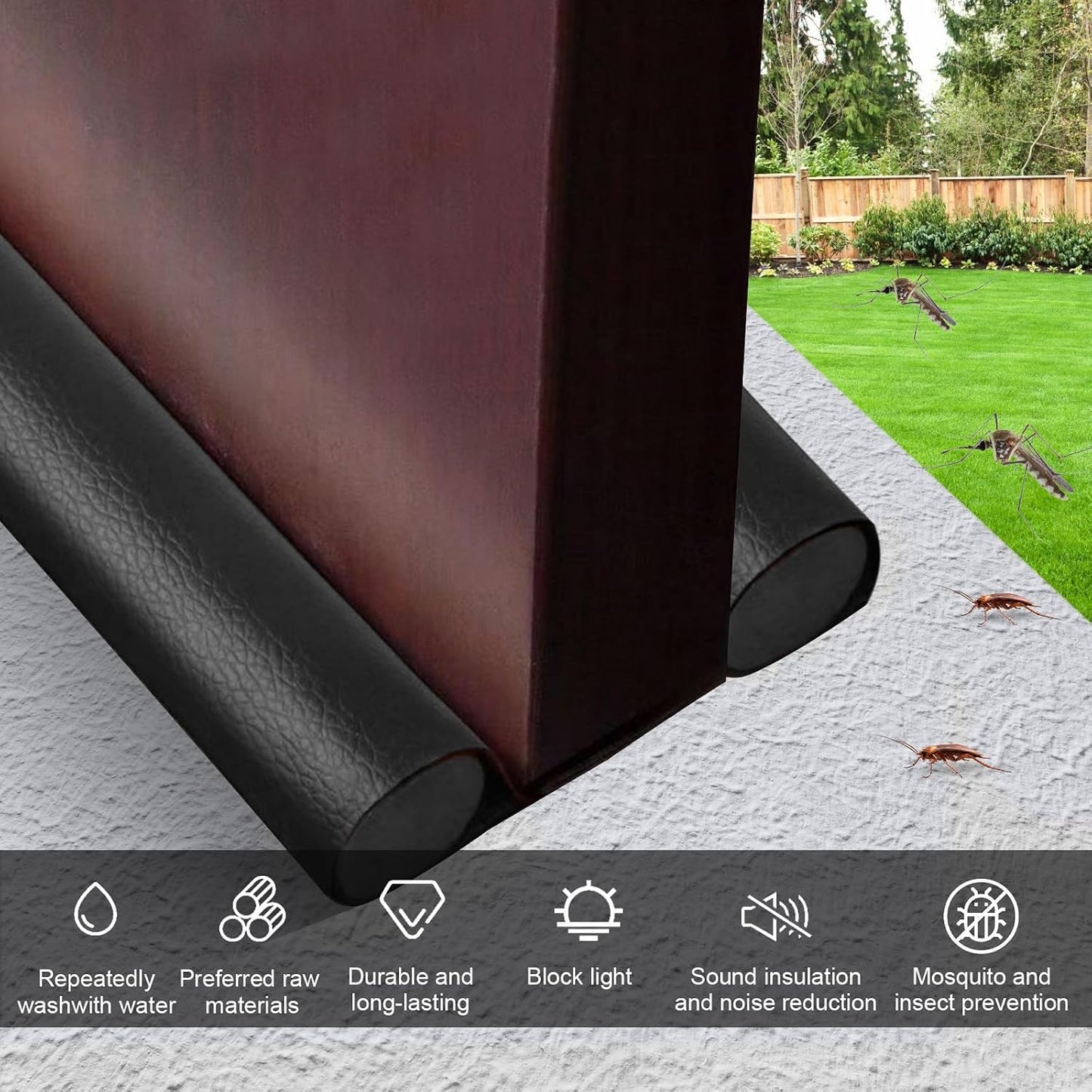 Wanheart Under Door Draft Stopper 38 Inch, Door Sweep for Bottom of Door | Draft Blocking, Small Gap Fit, Trim to Size, No Adhesive, Wipeable Cover