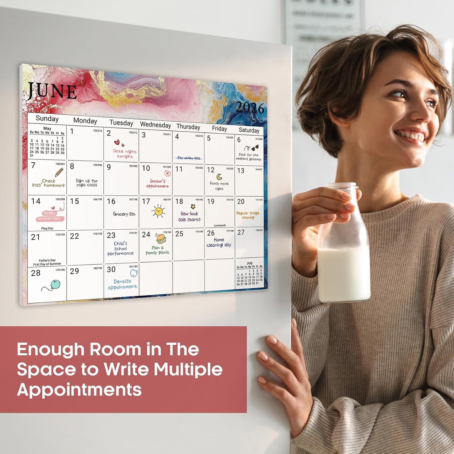 2026-2027 Magnetic Calendar for Refrigerator, Apr 2026-Dec 2027 | 21-Month Fridge Calendar 2026-2027 for Home Planning, Scheduling and Easy Organization, Greenery