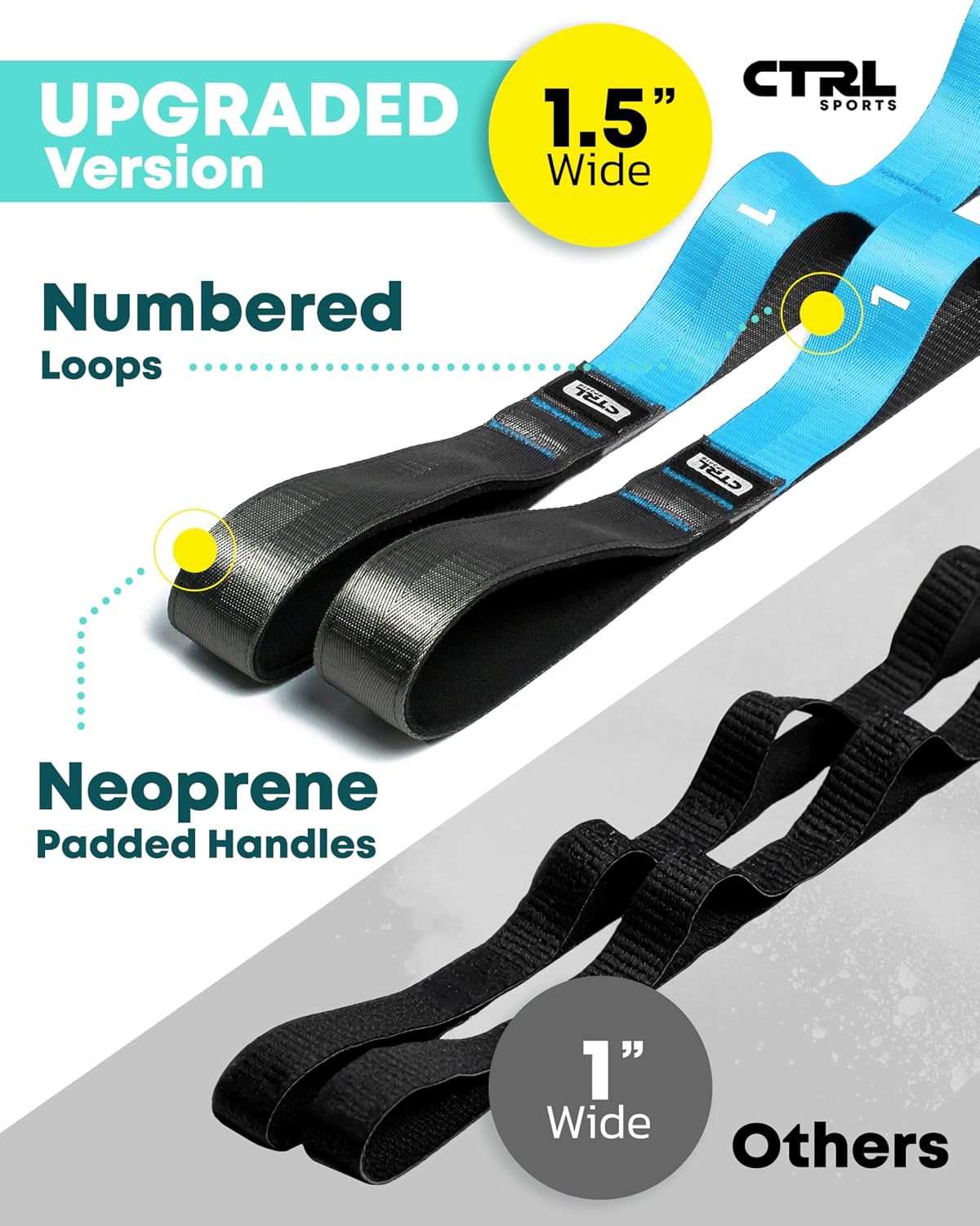 Stretching Strap with Loops - Non Elastic Yoga Strap for Physical Therapy | Video Exercises Included - Stretch bands for Stretching Equipment and Flexibility - Fascia, Hamstring & Leg Stretcher Belt