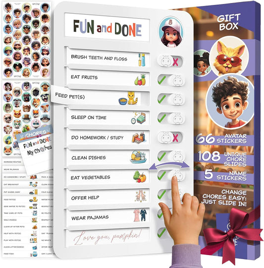 Chore Chart for Kids – Daily Routine Chart for Kids with Checklist & Stickers, Magnetic Kids Chore Chart – 360 Pcs Set of Chore Board Visual Schedule for Kids with Autism & Best ADHD Tools for Kids