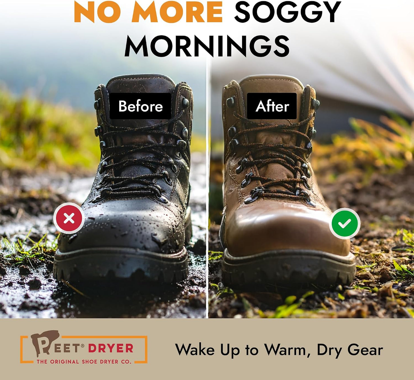 PEET Original Portable Propane 2-Shoe Boot Dryer for Camp & Off-Grid Use | Propane-Powered, Silent Convection, No Electricity Needed, For Camp, Hunting & Off-Grid, Dries Work, Hiking & Athletic Boots