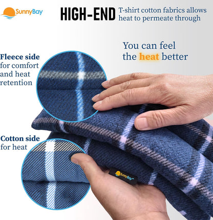 SunnyBay Microwavable Heating Pads, Microwavable Moist Heated Neck and Shoulder Wrap, Versatile Weighted Beanbag Cold Pack or Warm Compress, 2.2 lbs, 26x4 Inches, Navy Blue