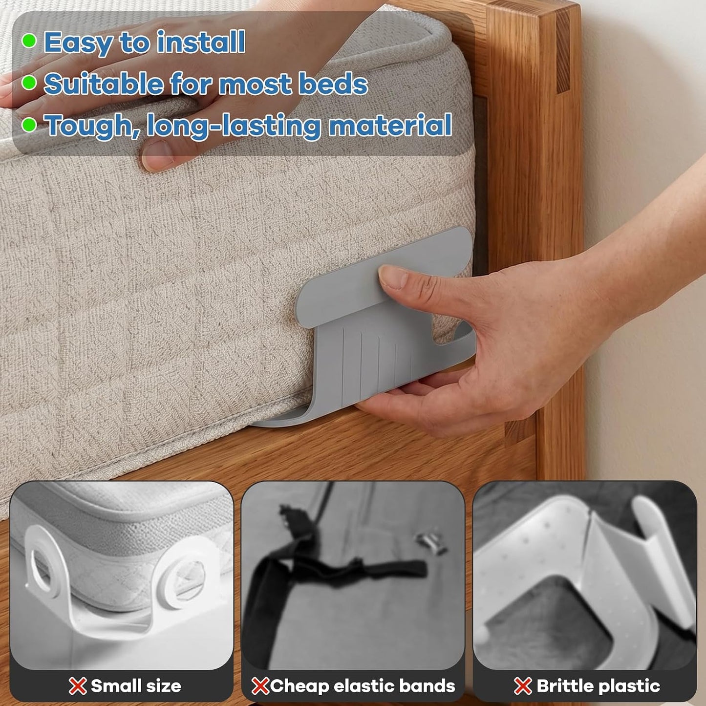 Bed Lock Sheet Holders, New Upgrade Sheet Straps Keep Sheets Firm & Tight, Bed Fitted Sheet Holder for Corners, Sheet Clips, Mattress Sheet Holder Strap, Sheet Secure Lock Fasteners White