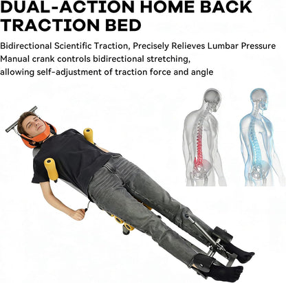 Multifunctional Full Body Traction Bed, Cervical Spine Stretcher Traction Spine Lumbar Massage Traction Table Back Stretch Decompression Machine for Tension Relief & Body Aches Pains, Massage (Grey)